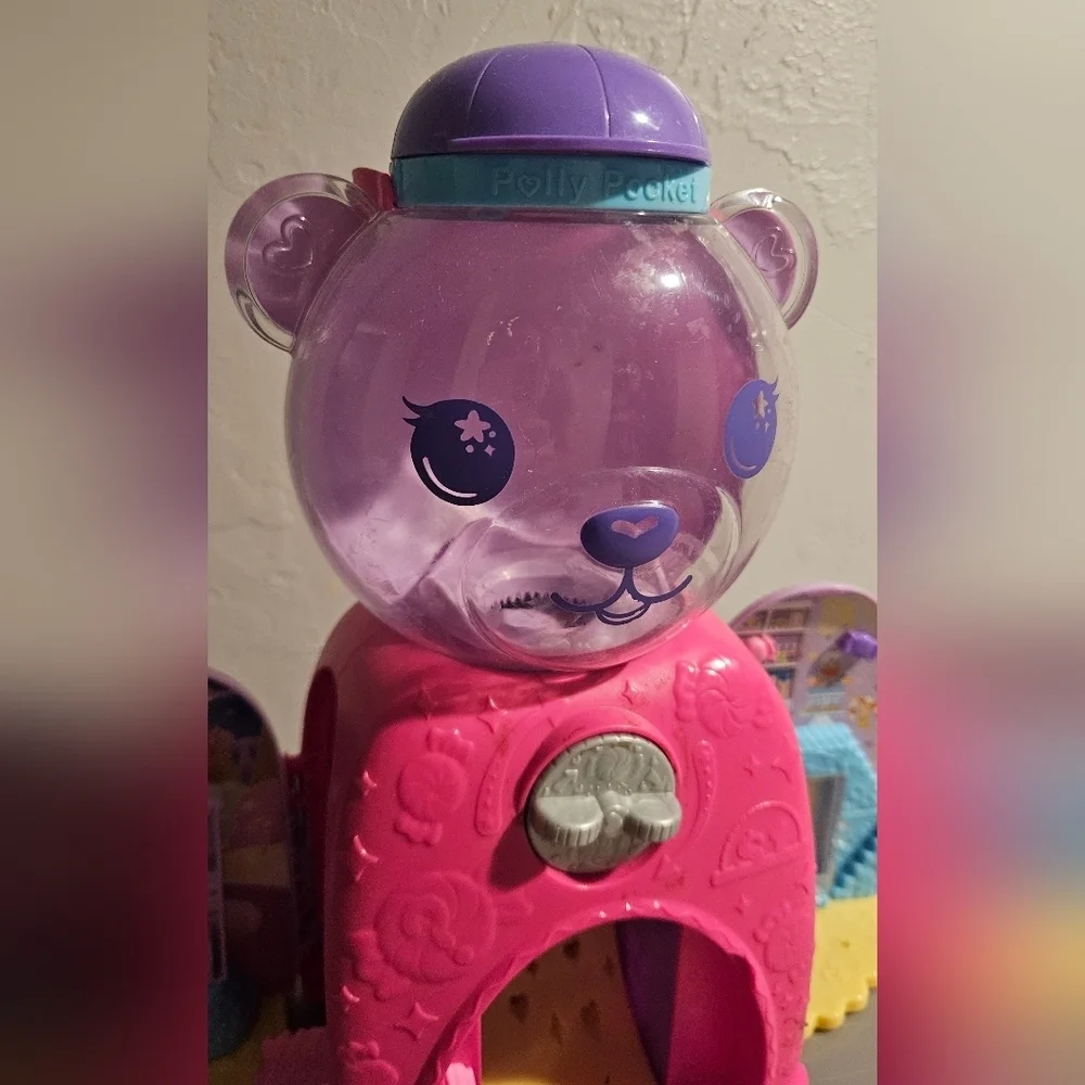 Polly Pocket Pink and Purple Bear Gumball Machine Fashion Doll Playset Mattel